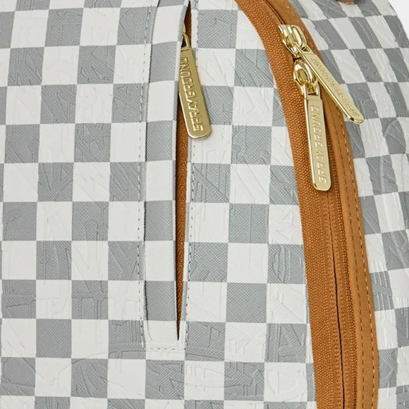 Sprayground Embossed Cream Checkerboard Backpack - Picture 5 of 7